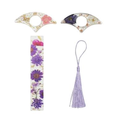 Imagem de Nextpal Suporte de página de livro de resina de design floral, com marcador de livro, assistente de leitura de anel de polegar transparente, para amantes de livros, leitores, leitores, sessões de