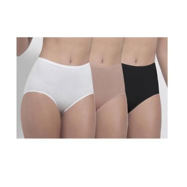 Imagem de Kit com 3 Calcinhas Alta Lucitex Cotton 2211, M, Sortido