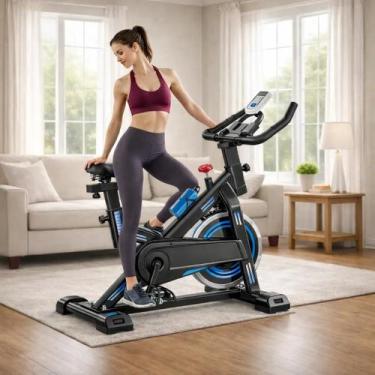 Imagem de Bicicleta Ergométrica Spinning Profissional Azul 17kg de Inércia Supor