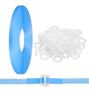 Imagem de PATIKIL Kit de cintas de fita de embalagem de plástico de 110 jardas, alça de embalagem com 50 peças de fivelas transparentes, ferramenta de bandagem universal para caixas de papel, itens de madeira