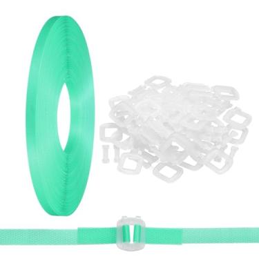 Imagem de PATIKIL Kit de cintas de fita de embalagem de plástico de 110 jardas, alça de embalagem com 50 peças de fivelas transparentes, ferramenta de bandagem universal para caixas de papel, itens de madeira