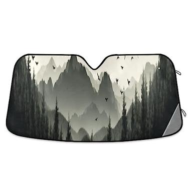 Imagem de Sombra de sol de paisagem de tinta verde para janela de carro, persiana de janela de carro, para carro, SUV, caminhão