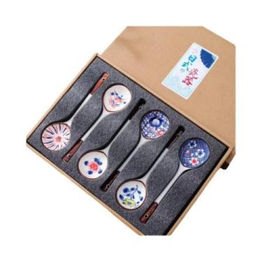 Imagem de Conjunto De Colheres De Cerâmica Pintadas À Mão, Colheres De Sobremesa