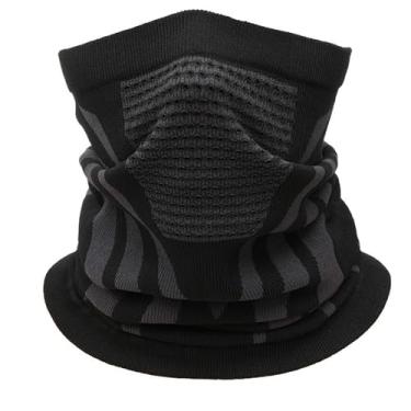 Imagem de Preto e cinza: Guardião ao ar livre de inverno completo - máscara facial quente unissex e polaina de pescoço