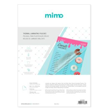 Imagem de Mimo Polaseal para Plastificação Brilho – 30,3 x 42,6 cm - 125 mic - 20 Folhas, Proteção UV e Prova d’Água