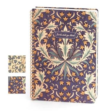 Imagem de WETLOTE Caderno espiral de tecido, vários tamanhos, estilos de cores, forrado, 80 páginas (flor amarela)