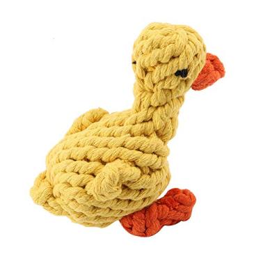 Imagem de Generic Brinquedo Bonito da Corda do Algodão do Cão da Forma Pato Mastigar o Brinquedo Busca para a Saúde Filhote de Cachorro, Amarelo Corda Pato para Cães Pequenos