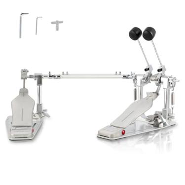 Imagem de RANMING Pedal de bumbo duplo, acionamento direto, pedal de bumbo com batedor de dois lados, placa antiderrapante, atualização, conjunto de pedal duplo para bateria e bateria eletrônica, bateristas