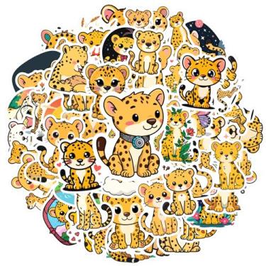 Imagem de 100 peças de adesivos de leopardo da selva de guepardo, faça você mesmo, adesivos de desenho animado, brinquedo para notebook, bagagem, celular, copo de laptop, bagagem, álbum de recortes, adesivo