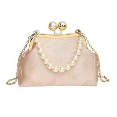 Imagem de Bolsas clutch noturnas para mulheres, clutch floral vintage, elegante bolsa Kisslock para festa de casamento formal, formatura, Champanhe dourado