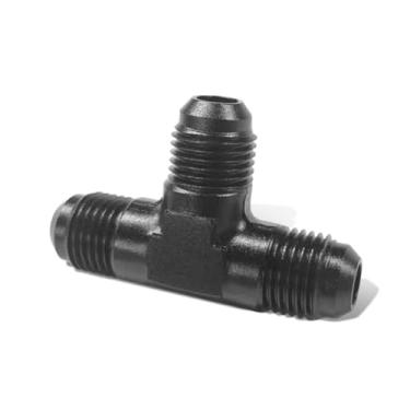Imagem de UHANBUT 6AN Adaptador de encaixe em T macho flare, adaptador de encaixe de união de mangueira de combustível T anodizado preto, adaptador de linha de combustível de conexão rápida com alargador de