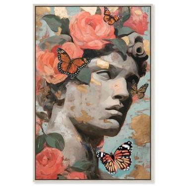 Imagem de Estátua de folha dourada impressão em tela vintage decoração de quarto por Art Remedy, moldura prata, 50 x 76 cm