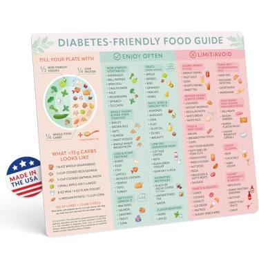 Imagem de Guia de alimentos para diabéticos ímã de geladeira 23,5 cm x 28 cm - Tabela de cuidados com diabetes, companheiro de livro de receitas para diabéticos para planejamento de refeições e referência de