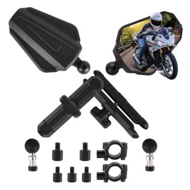 Imagem de Espelho retrovisor de motocicleta, equipado com parafusos de 8/10 mm e suporte de alumínio para guidão de 7/20.3 cm, adequado para motocicletas off-road, bicicletas elétricas, scooters, bicicletas de