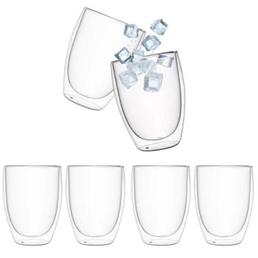 Imagem de Jogo com 6 Copos de Vidro Parede Dupla, 450ml, Transparente, Isolamento Térmico, para Café, Chá e Bebidas Quentes e Frias (350, Millilitros)