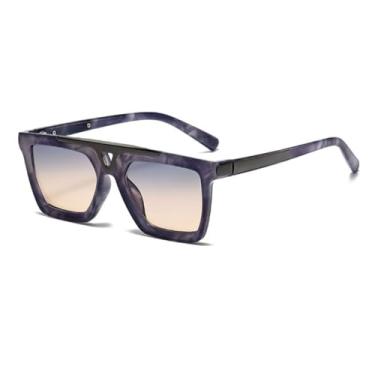 Imagem de VFDHN Óculos de Sol Vintage com Ponte Dupla, Lentes Espelhadas Degradê, Proteção UV400, Masculino e Feminino (TYJ261-5)