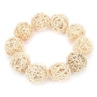 Imagem de Naroote Sepak Takraw Toy Safe Natural Rattan Chew Toy para Pássaros, Pacote de 10 para Animais de Estimação Mastigando e Brincando (5cm de cor original)