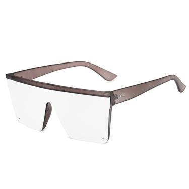 Imagem de Óculos de sol de peça única com lentes degradê em tons de doce, ideais para esportes ao ar livre como corrida e ciclismo, nas cores cáqui e prata.