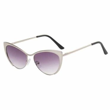 Imagem de Óculos de Sol Femininos Jelly Color Cat Eye com Degradê Metálico para Esportes ao Ar Livre, Corrida e Ciclismo, Cinza Prateado com Degradê
