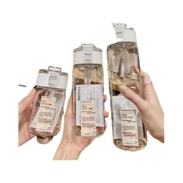 Imagem de Garrafa De Água Plástica Portátil De 800ml Transparente À Prova De Vaz