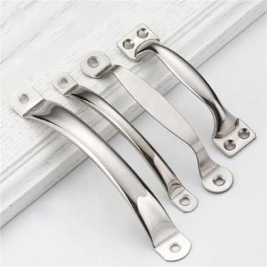 Imagem de Maçaneta minimalista de aço inoxidável, decorativa, móveis, armário, banheiro, gaveta, 2 peças (prata 7810-Big)