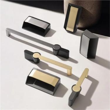 Imagem de Puxadores de armário de cozinha ouro preto claro liga de zinco puxadores de gaveta de armário de armário ferragens de porta de móveis 1 peça (cinza cobre 64 mm)