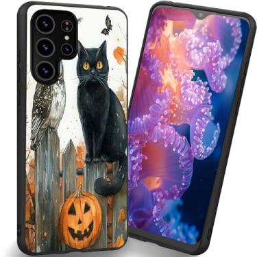 Imagem de RUUHLJLET Projetada para Samsung Galaxy S26 Ultra de 6,9 polegadas, capa fosca macia oferece proteção total (coruja gato preto de Halloween)