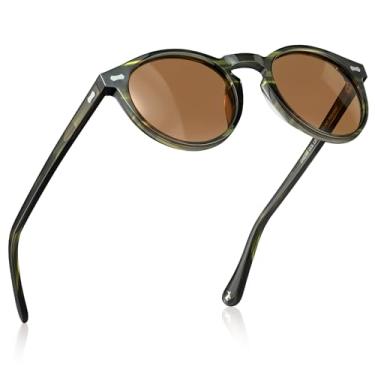 Imagem de Óculos de Sol CARFIA Masculino - Redondo Retrô Clássico em Acetato com Lentes Polarizadas