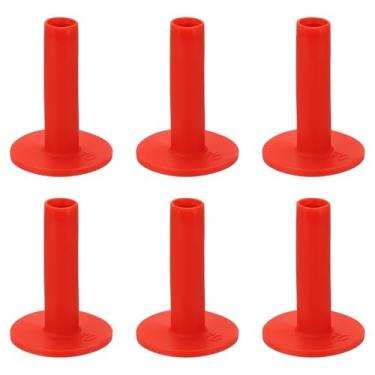 Imagem de YELARXI Camiseta de borracha para prática de golfe, camiseta de condução de 7 cm e pacote com 6 e borracha e vermelho para (interior/externo/tapetes de golfe/cursos/quintais/gramados)