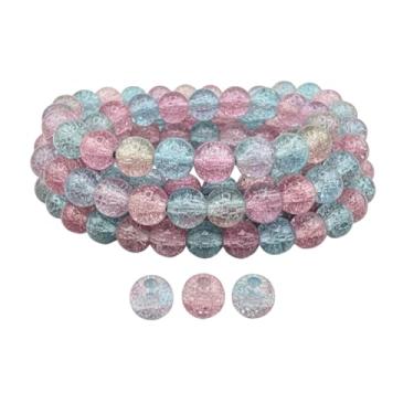 Imagem de DandS ltd Contas de vidro Crackle Lampwork para fabricação de joias, multicoloridas, pulseiras vibrantes, colares, brincos, suprimentos de miçangas e kits de artesanato para joias artesanais, 80 peças