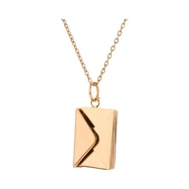 Imagem de Colar Pingente Envelope Carta De Amor Personalizado Em Aço Inoxidável 