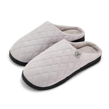 Imagem de Chinelos masculinos de espuma viscoelástica com forro de malha antiderrapante para uso interno e externo, Cinza claro 9920, 11.5-12.5 Women/9-10 Men