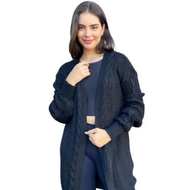Imagem de Cardigan Feminino Casaco Trico Trançado Kimono Inverno Frio - Douglas,