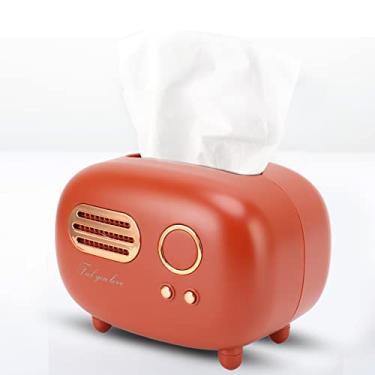 Imagem de ZAWELIYO Caixa de Tecido de Rádio retrô, Capa Decorativa de Plástico Vintage Com Superfície Lisa para Banheiro, Quarto, Sala de Estar, Decoração de Mesa (Vermelha)