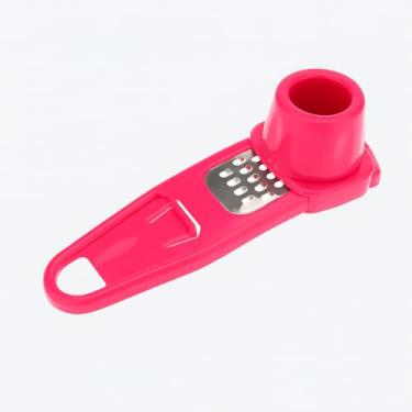 Imagem de Ralador Manual de Alho e Gengibre Verde e Rosa de Plástico com Recipiente Coletor Fácil de Usar (Rosa)