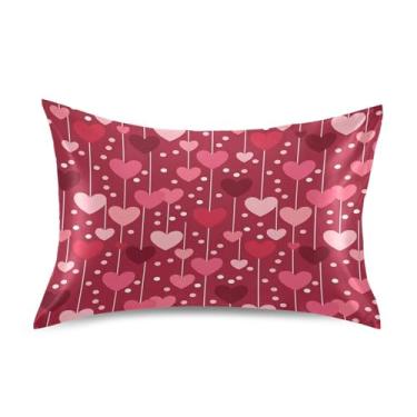 Imagem de ATTX Fronha de cetim de corações pequenos com fecho de envelope, macia e refrescante para cabelo e pele, tamanho padrão 20 x 26 polegadas (642)