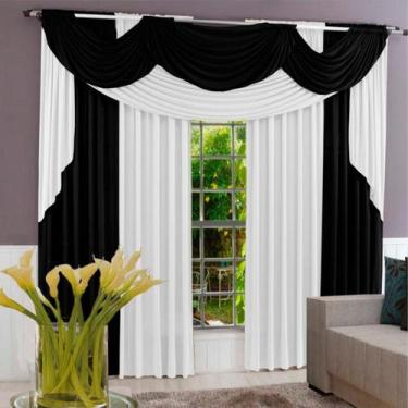 Imagem de Cortina Paris para Varão em Malha 4,00m x 2,60m Sala Quarto - Preta - 