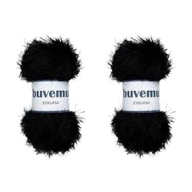 Imagem de Buvemu Fio de pele divertido para cílios 100 gramas (100 g) 175 jardas (160 metros) (preto - 2 novelos)