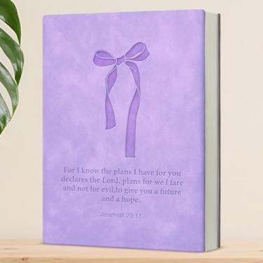 Imagem de Caderno cristão Coquette Bow, versículo bíblico, Jeremias, 29:11, presente religioso, para mulheres, para eu conheço os planos, caderno de escrita, roxo