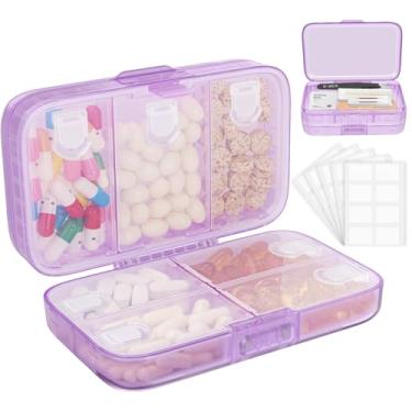 Imagem de FYY Organizador semanal de comprimidos com etiquetas, 8 compartimentos para viagem, diário, caixa de comprimidos hermética à prova de umidade, grande para guardar vitaminas, óleo de peixe, suplementos