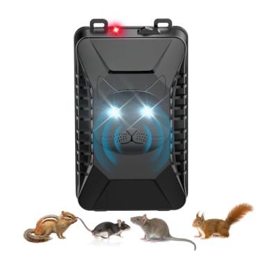 Imagem de Repelente ultrassônico de roedores e pragas, plug-in e alimentado por bateria, rato, esquilo, morcego, dissuasor, para motores de carros, garagem, uso interno e externo, controle eficaz de ratos