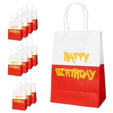 Imagem de 12un Sacolas de Presente com Tema Vermelho Branco, Lembrancinhas para Festas com Desenhos Animados e Animes Ideais para Aniversários Lanches Doces e Como Sacolas Decorativas