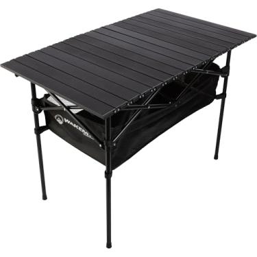 Imagem de Wakeman Mesa dobrável de prateleira com compartimento de armazenamento e bolsa de transporte para piquenique, porta traseira, churrasco, equipamento de acampamento ao ar livre, preto