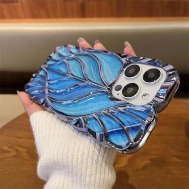 Imagem de HTVJFX Capa protetora de silicone macio para iPhone 16, com revestimento luxuoso e colorido de folha da moda (para iPhone 16/azul)