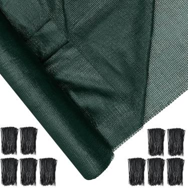 Imagem de Ribbonlic Rolo de pano de sombra verde para cobertura de jardim 90% rede resistente a UV com laços para pátio ao ar livre estufa cerca cobertura de plantas dossel (1,8 x 15,2 m, 1 peça)