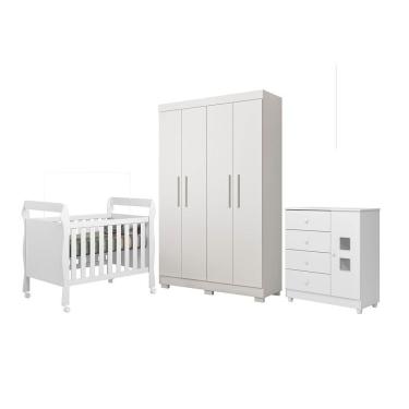 Imagem de Quarto de Bebe Completo com Guarda-roupa, Berco e Comoda Lipe Tigus Baby