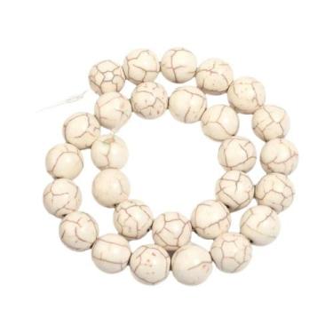 Imagem de Contas De Pedra Natural Turquesa Branca 3-20mm Contas Redondas Soltas 