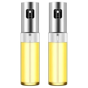 Imagem de Kit 2 Borrifadores Spray para Azeite Óleo e Vinagre Multiuso Pulverizador Galheteiro 100 ml Design Premium Econômico Saudável e Prático para Cozinha (Prata)