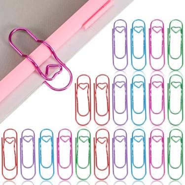 Imagem de DOPENSPI 20 peças de suporte de caneta de clipe de papel, clipes de caneta de metal colorido, clipe de papel de coração, clipe para agenda, acessórios de agenda, material escolar de escritório