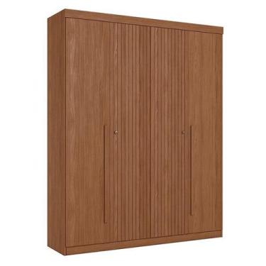 Imagem de Guarda Roupa Casal Ripado 4 Portas Buriti Jatobá Acetinado - Santos An